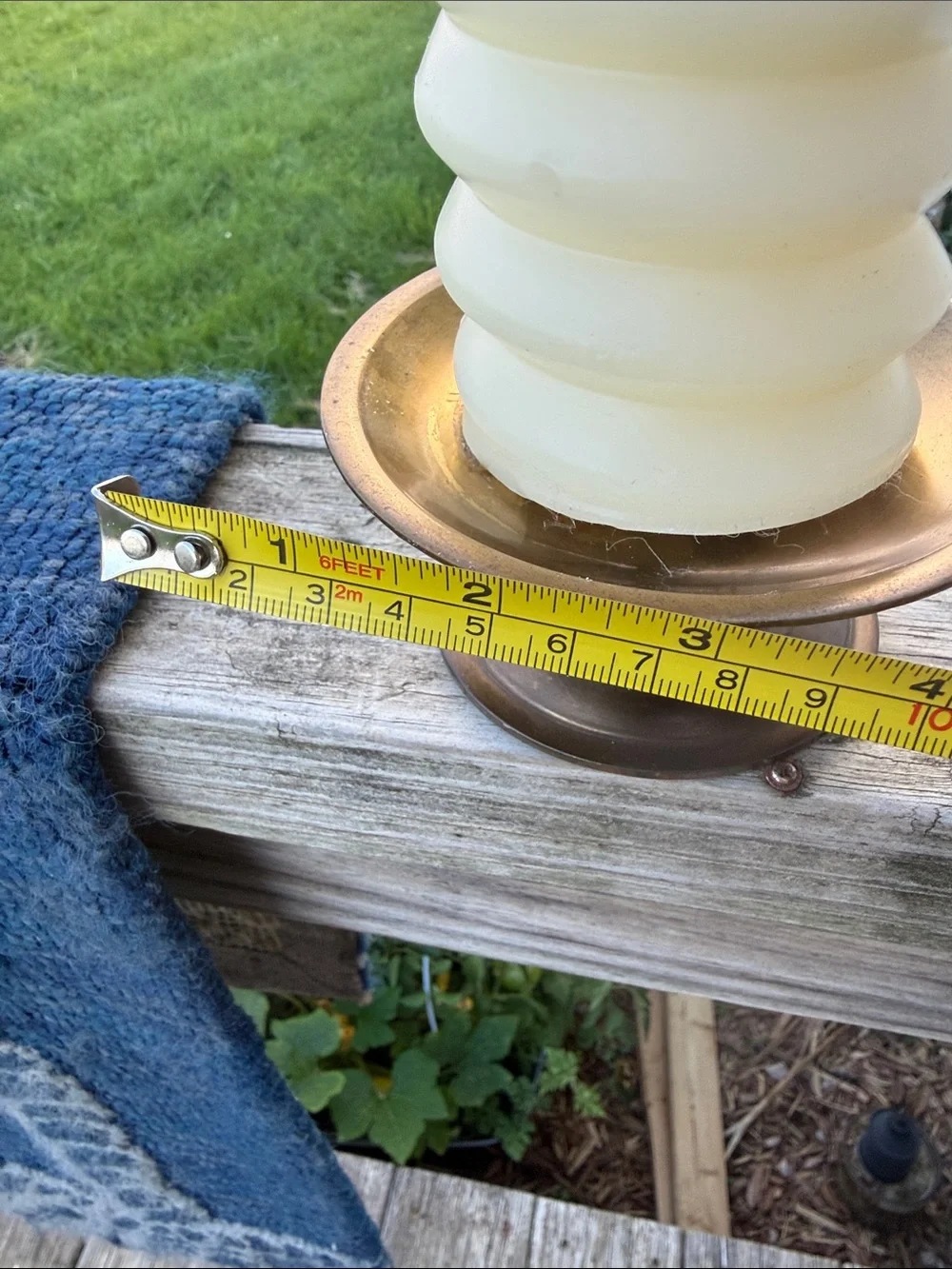Home Accents Ivory Spiral Pillar Candle with Brass Holder